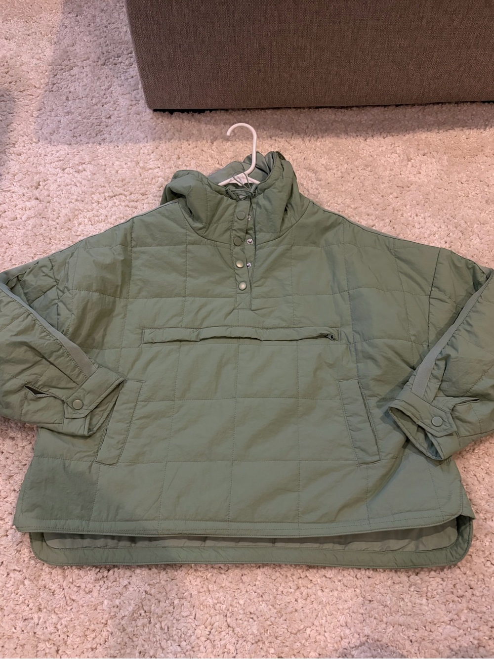 Love Tree Sage Green Quilted Pullover Anorak